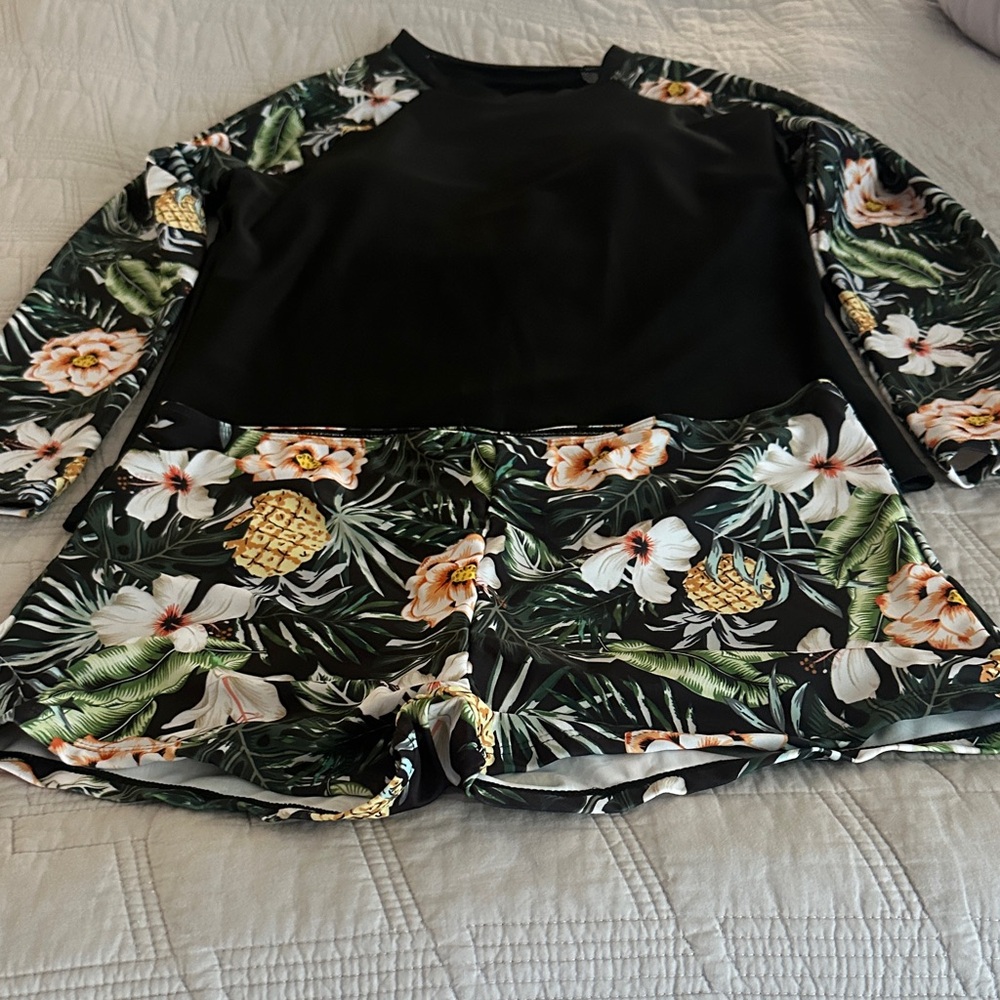 Floral and Pineapple Print Swim Set